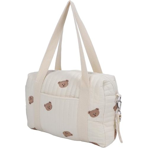 Small Diaper Bag, 29x26x12cm Baby Stroller Organizer Bags for Baby, Baby Stroller Storage Bag Diaper Organizer Pouches, Reusable Embroidered for Outdoor (Bear Bag)