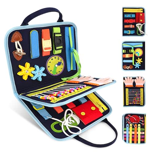 JAGSYJOY Busy Book for Toddlers - Montessori Busy Board with Sensory Activities for Learning Fine Motor Skills, Travel Toys for Toddlers for Airplane, Car. for Boys and Girls.