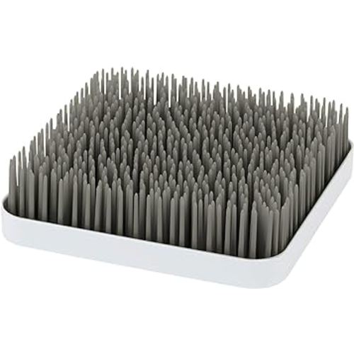 Boon Grass Plastic Drying Rack - Modern Countertop Baby Bottle Organizer - 9.75 x 9.88 x 3.0 inches - Gray
