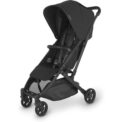 UPPAbaby Minu V2 Travel Stroller/Lightweight, Portable Design/One-Hand Fold/Shoulder Strap and Leather Bumper Bar Included/Jake (Charcoal/Carbon Frame/Black Leather)