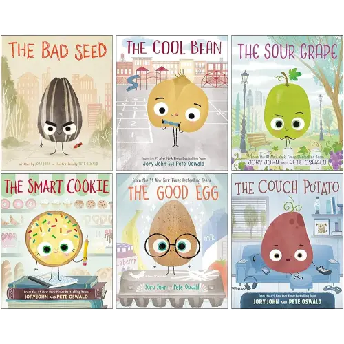 The Food Group The Bad Seed Series 6 Books Collection Set By Jory John(The Bad Seed, The Good Egg, The Cool Bean, The Couch Potato, The Smart Cookie & The Sour Grape)