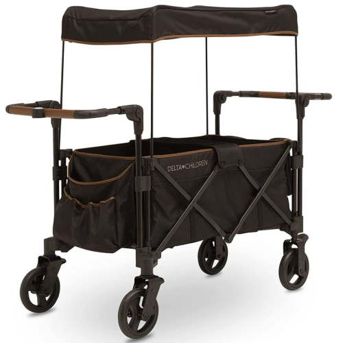 Delta Children Hercules Adventure Stroller Wagon for 2 Kids, All-Terrain, Big Seater, Toddler Sit, Compact Fold, Black