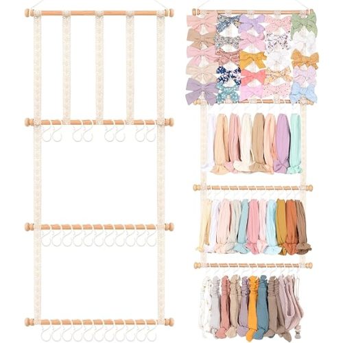 POVETIRE Baby Headbands Holder, Hair Bows Organizer for Baby Girls Hair Accessories Storage Hanging Display Stand for Wall Room Nursery Decor