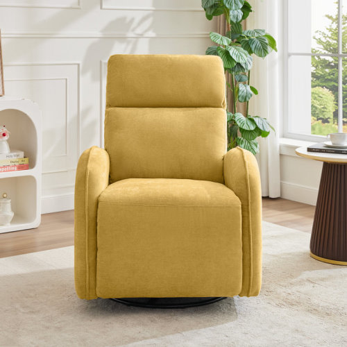 Latitude Run® Chenille Gray 3-Position Swivel Power Nursery Recliner With USB And Induction Light Strip For Living Room & Reviews | Wayfair