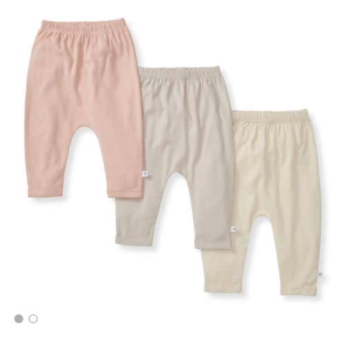 Solid Organic Cotton Baby Pants 3 Pack Pink Sand
