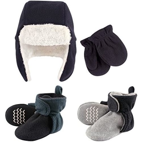 Hudson Baby Winter Hat, Mittens and 2 Pack Booties Set