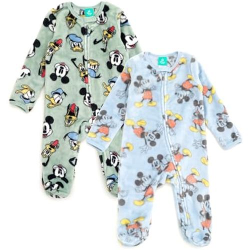 Disney Mickey Mouse Minnie Winnie the Pooh Baby 2 Pack Zip Up Sleep N' Plays Newborn to Infant Sizes (Newborn - 24 Months)