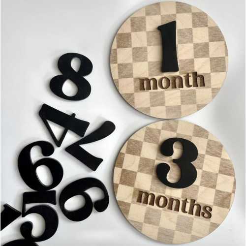 Milestone Baby Announcement Sign Birth Sign For Newborn Baby Checkered Birth Sign Wooden Baby Sign For Hospital Baby Boy Name Sign Engraved