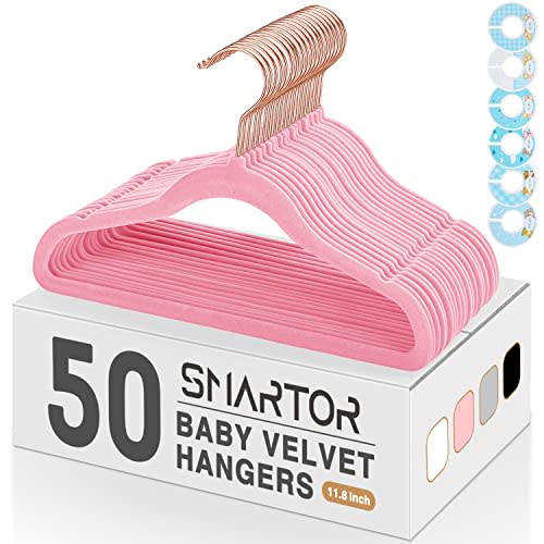 Smartor 60PACK Pink Baby Hangers for Closet Plastic Kids