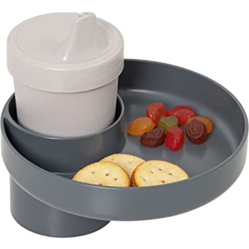 My Travel Tray – for Cup Holder (Gray) Made in USA - Car Journey Must – Insert into Cupholders Found on Car Seats, Booster, Strollers & Your car Cup Holder