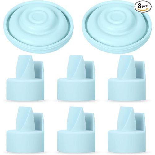 [8-Count] Papablic Duckbill Valves and Silicone Membrane Compatible with Spectra S1, S2 and 9 Plus Breastpumps, Not Original Spectra Pump Parts, BPA/DEHP Free, Blue