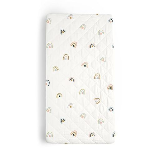 Organic Changing Pad Cover GOTS Certified Organic Cotton Changing Table Cover Non Toxic Quilted Ultra Soft Girls Boys Neutral Nursery (16"x33", Rainbow)