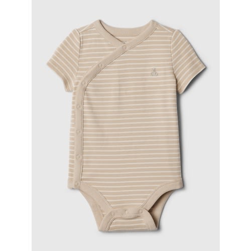 Baby First Favorites Crossover Bodysuit in neutral stripe, size: 0-3 M