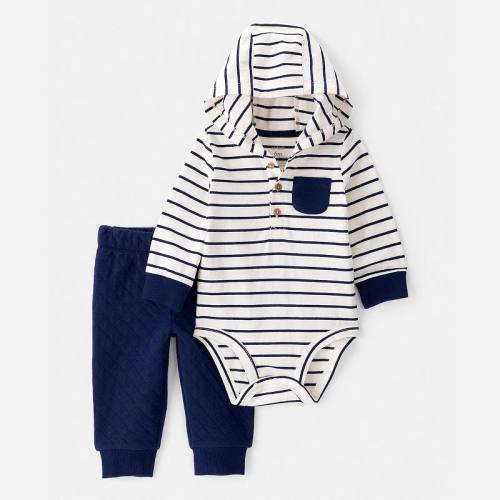 Baby Carter's 2-pc. Striped Hooded Long-Sleeve Bodysuit & Pant Set