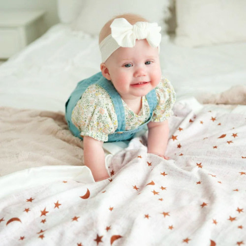 Minky Couture Gold Stars and Moons
