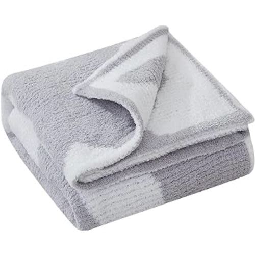 Little Grape Land Chenille Baby Blanket,Baby Blankets for Boys Gilrs Newborn,Soft Fuzzy Warm Swaddle Receiving Blanket Toddler Blanker for Crib Stroller Infant Nursery,40x30 Inches(Grey Clouds)