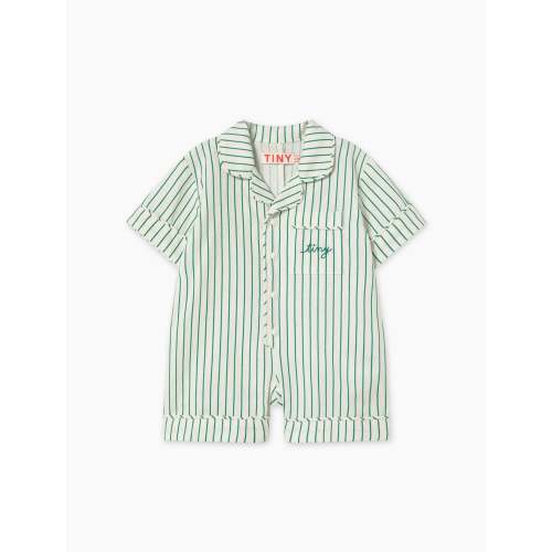 Emerald Stripes Baby Romper in Dark Emerald