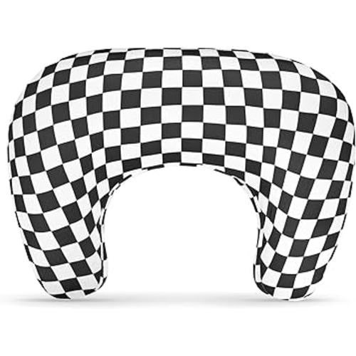 DILIMI Nursing Pillow Cover, Soft Stretchy Nursing Cover for New-Designed Breastfeeding Pillow, Removable Slipover for Baby Boy and Girls, Black Checkered Only Cover