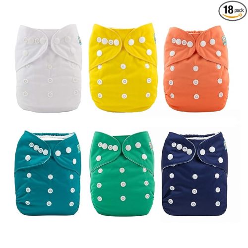 ALVABABY 6 Pack Cloth Diaper with 12 Inserts One Size Adjustable Washable Reusable Diaper Cover for Baby Girls and Boys