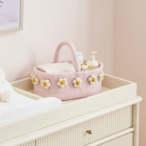 Handcrafted Felt Daisy Diaper Caddy