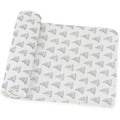 Muslin Swaddle Nautical, Receiving Blanket, Breathable and Soft, 47" x 47", Wrap for Baby Boys and Girls, Registry, Newborn