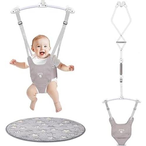 Baby Jumper, Baby Jumper Doorway with Adjustable Strap, Protable Baby Jumpers and Bouncers, Easy to Assemble, Baby Bouncer Jumper with Soft Rug