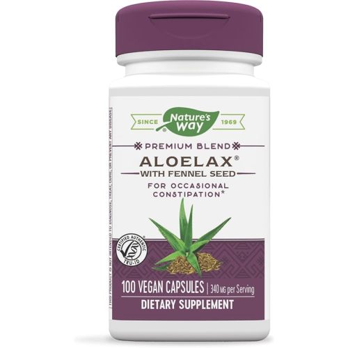 Nature's Way Aloelax with Fennel Seed, Relieves Occasional Constipation, Gluten Free, Vegan, 100 Capsules