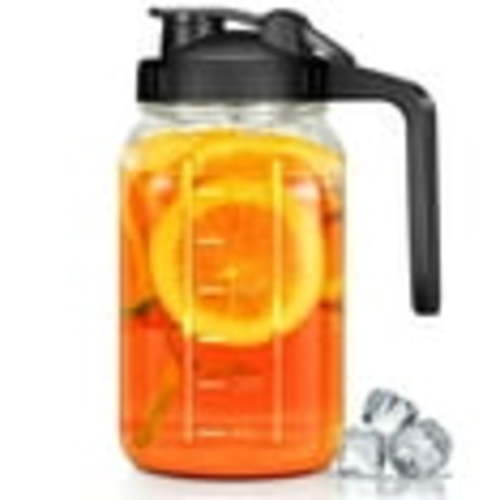 FORHVIPS Glass Tea Pitcher with Lid,32OZ/600ML/1Qt Mason Jar Pitcher,1/4 Gallon Water Jug with Pour Spout Handle,Water Pitcher with Wide Mouth for Brew Coffee,Ice Beverage,Juice,Lemonade,Sun Tea