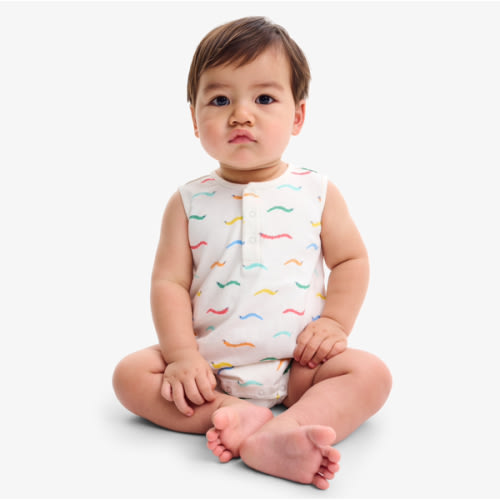 Baby organic henley tank shortie in baby bugs | Primary.com