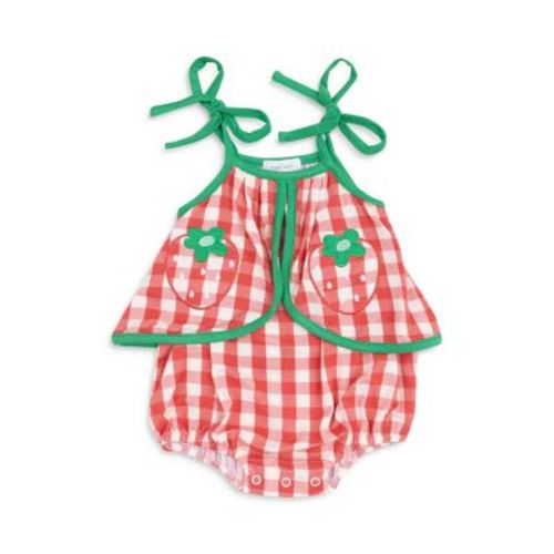 Girls' Strawberry Gingham Swing Front Sunsuit With Appliqués - Baby
