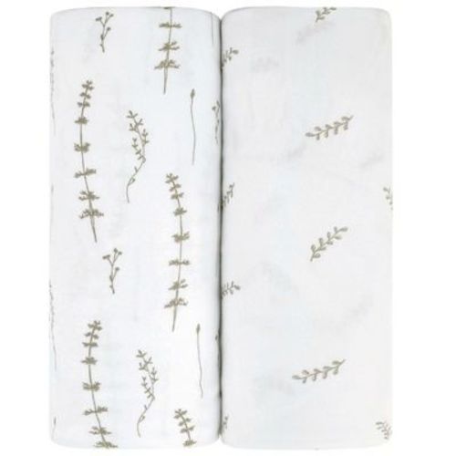 Ely's & Co. Baby Fitted Bassinet Sheet 100% Combed Jersey Cotton Forest Grey Leaf