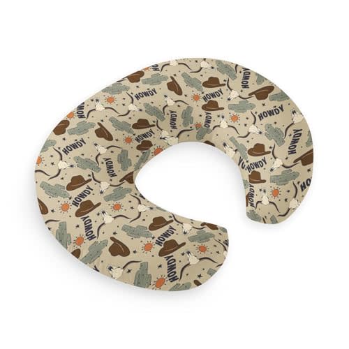 HawSkgFub Western Cowboy Howdy Hat Cactus Nursing Pillow Cover for Baby Boys, Western Cowboy Howdy Hat Cactus Breastfeeding Pillow Slipcover, Nursing Pillowcase for Newborn Infant, Cover Only