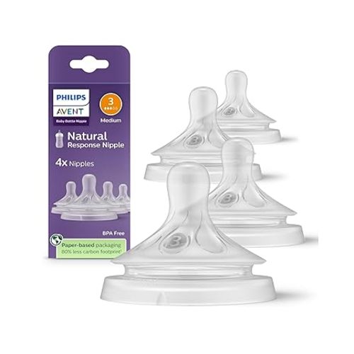Philips Avent Natural Response Nipples, Medium Flow (Flow 3), 4-Pack, SCY963/44