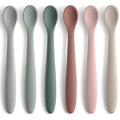 6-Piece Silicone Baby Feeding Spoons, First Stage Baby Infant Spoons, Soft-Tip Easy on Gums I Baby Training Spoon Self Feeding | Baby Utensils Feeding Supplies, Dishwasher & Boil-proof