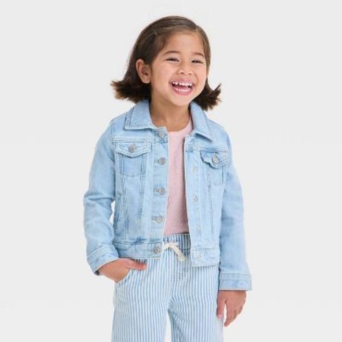 Toddler Girls' Light Wash Denim Jacket - Cat & Jack™ Light Wash 2T: Midweight Faux Pockets