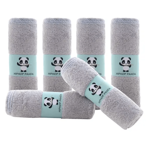 HIPHOP PANDA Baby Washcloths, Rayon Made from Bamboo - 2 Layer Ultra Soft Absorbent Newborn Bath Face Towel - Reusable Baby Wipes for Delicate Skin - Grey, 6 Pack