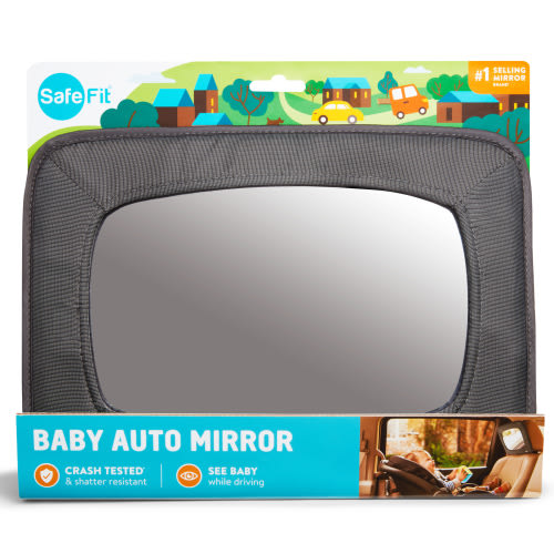 SafeFit® Wide View Baby Car Mirror, Crash-Tested, Gray, Unisex