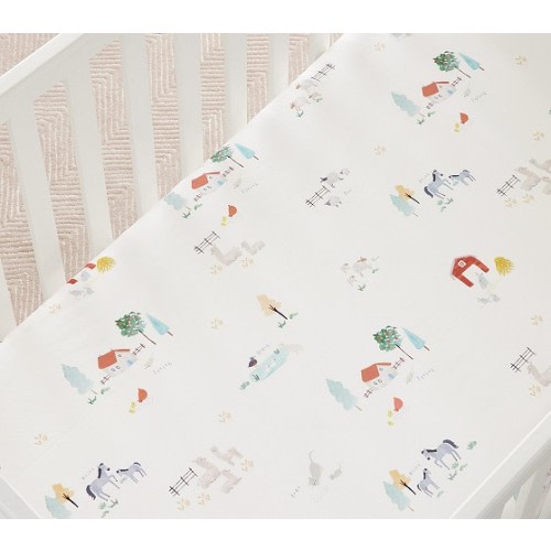 Farmhouse Organic Crib Fitted Sheet | Pottery Barn Kids