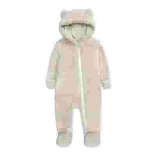 0-3 Months Baby Fluffy Jumpsuit Hooded Fleece Rompers Long Sleeve Zipper Onesie Outwear Baby Boy Girls Winter Warm Rompers Unisex Newborn Fleece Outfits Bodysuits Gray