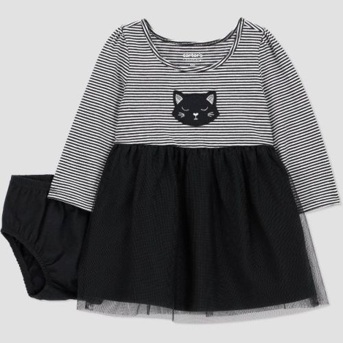 Carter's Just One You® Baby Girls' Halloween Striped Cat Dress - Black