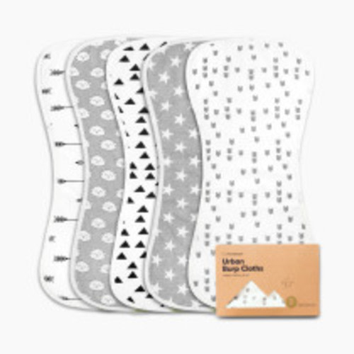 KeaBabies Urban Burp Cloths (5 Pack) - Grayscape
