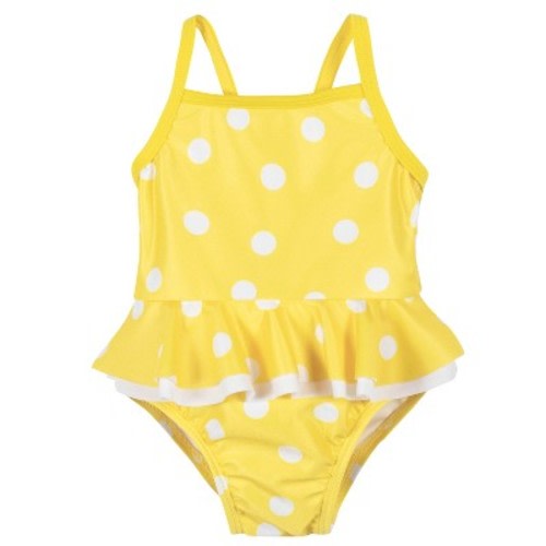 Gerber Infant & Toddler Girls' One-Piece Swimsuit UPF 50+, Color: Yellow dot, Size: 3-6 months