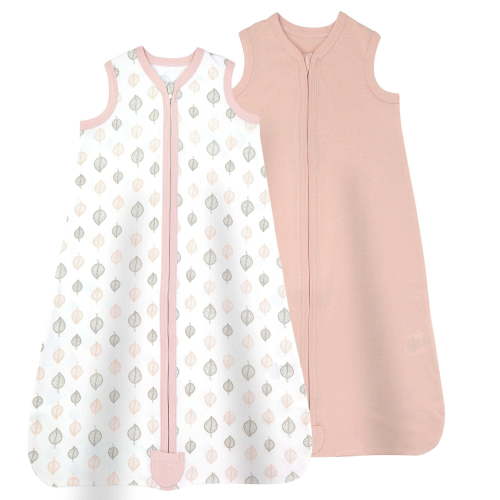 Bublo Baby Baby Wearable Blanket, Cotton Sleep Sacks for 6-12 Months, 2 Pack Unisex Sleeping Bag Sack, Small Size, 2-Way Zipper, 0.5 Tog Breathable Cotton, Soft Pink