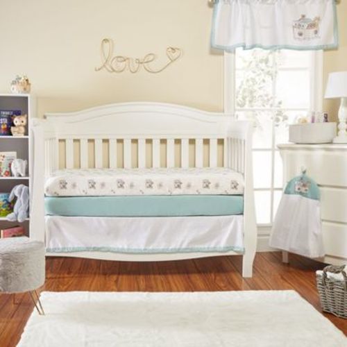 Everyday Kids Precious Moments Noah’s Ark 2 Pack Fitted Crib Sheets for Baby Boys; Animal Print and Solid Bright Green with Elephants, Giraffes, Bears