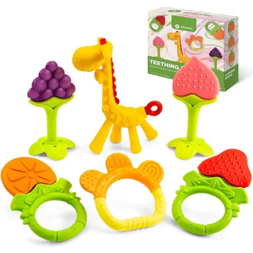 Teethers for Babies 0-6 Months - Newborn Infant Baby Teething Toys - Freezer Safe Silicone Baby Teether - Frozen Teething Toys for Babies 0-6 Months - Baby Teethers Chew Toys 6 Pack -Perfect Baby Gift