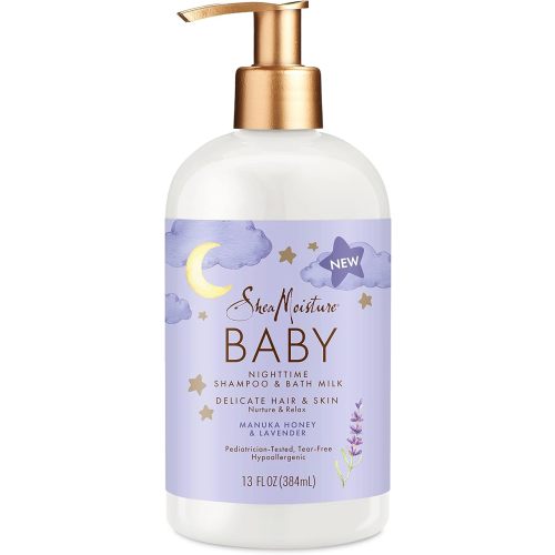 SheaMoisture Baby Shampoo & Bath Milk Manuka Honey & Lavender for Delicate Hair and Skin Nighttime Skin and Hair Care Regimen 13 oz