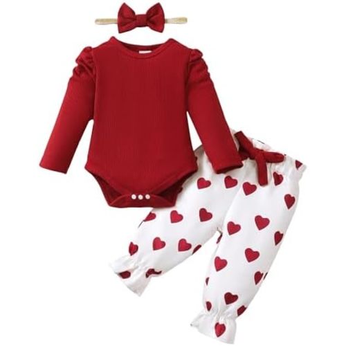Mioglrie Baby Girl Clothes Newborn Girl Fall Winter Outfits Pants Set Preemie Infant Clothing Headband 0 3 6 12 months