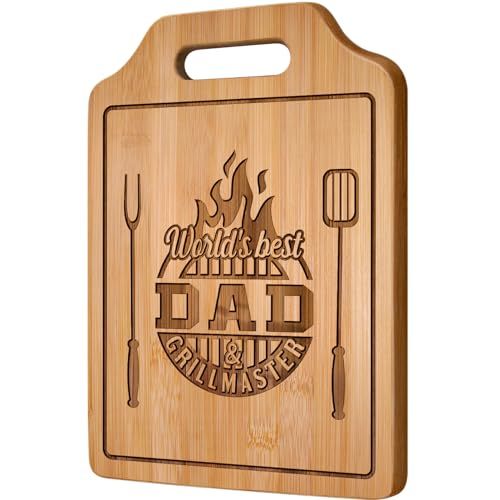 AceThrills Dad Gifts for Fathers Day, Gifts for Dad Who Wants Nothing from Daughter, Son for Birthday, Christmas Gifts - Engraved Bamboo Cutting Board 12.3"L x 8.7"W x 0.4"Th