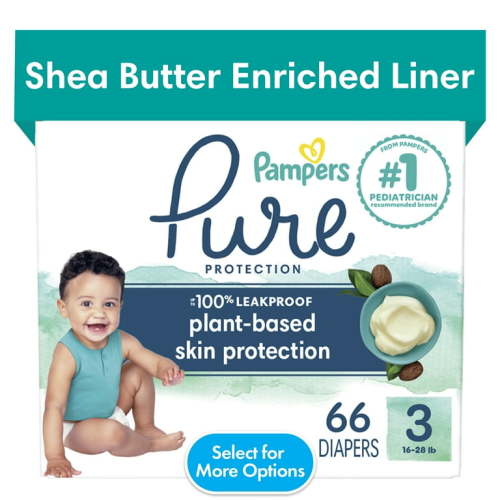 Pampers Pure Diapers Size 3, 66 Count (Select for More Options)