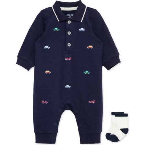 Cars Embroidered Romper & Socks Set, 6M